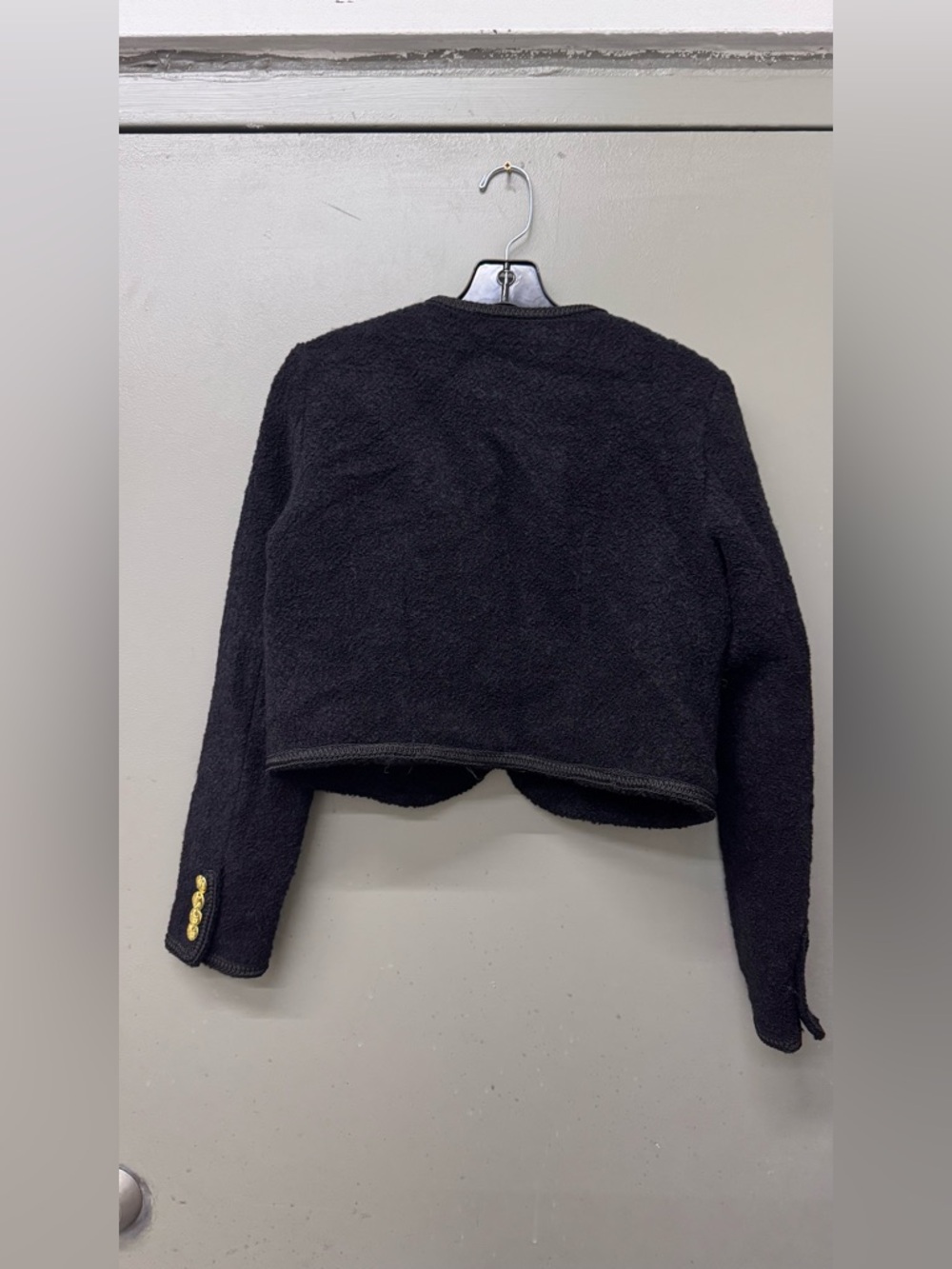 Celine Black Chasseur Tweed Jacket Gold Hardware Women Size Small Luxury Chic - Picture 6 of 8